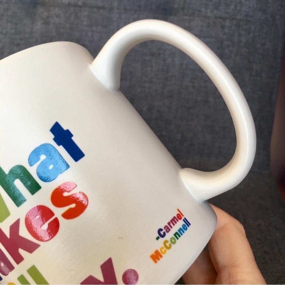 “Do more of what makes you happy.” Colorful Coffee Mug, White, 15 oz - Picture 7 of 15